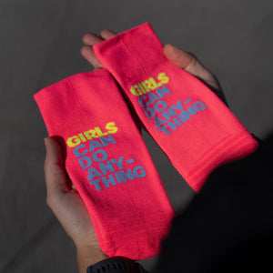 chaussettes socks running run course girls can do anything Sporcks rose fluo neon fuchsia