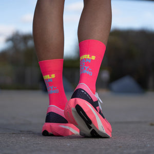 chaussettes socks running run course girls can do anything Sporcks rose fluo neon fuchsia