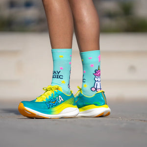 chaussettes running sporcks stay magic licorne vert