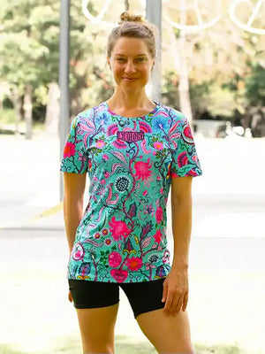 t-shirt running cycling velo cyclisme cycology secret garden aqua