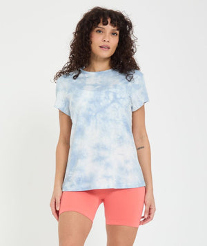 t-shirt yoga searcher bionama bleu ciel coton biologique