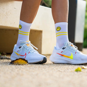 chaussettes running sporcks happy run smiley blanc white