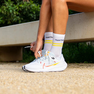 chaussettes running sporcks happy run smiley blanc white