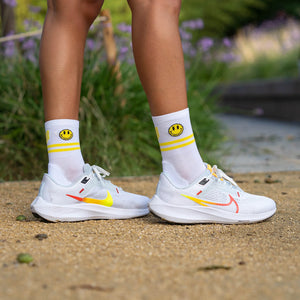chaussettes running sporcks happy run smiley blanc white