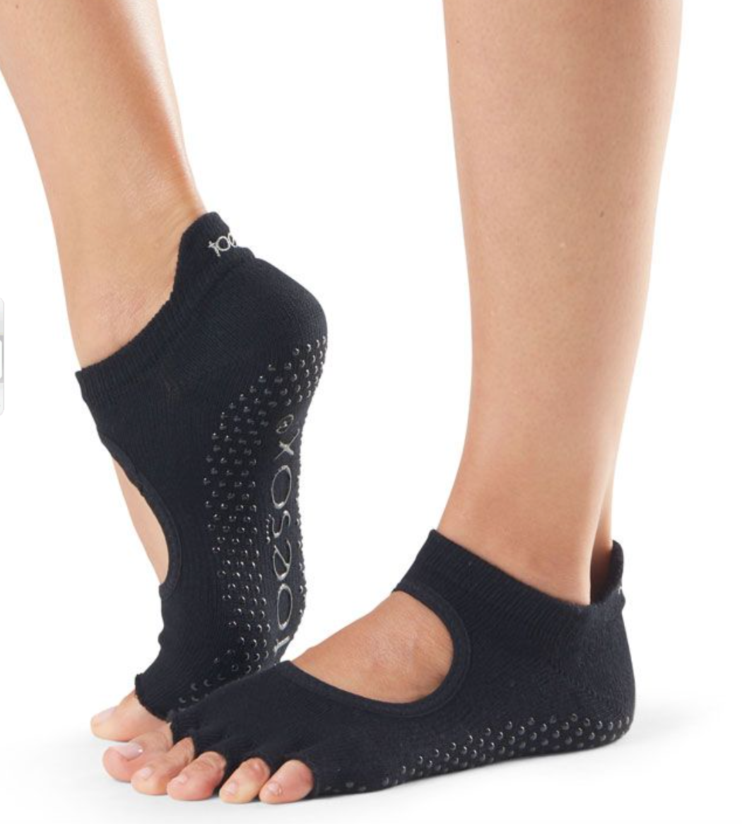 chaussettes de pilates anti-dérapantes noires
