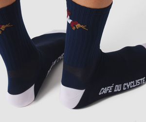 chaussettes de vélo bleu marine café du cycliste